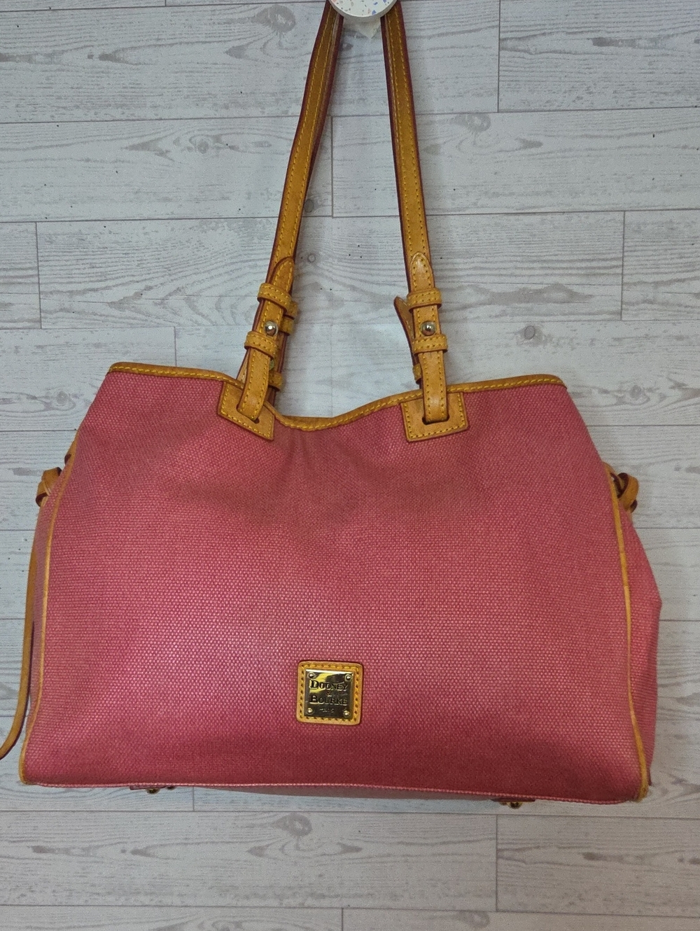 Dooney & Bourke Rose Pink Tote with Tan Leather Trim